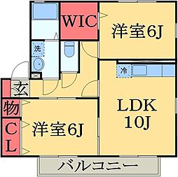 ピュア輝 2階2LDKの間取り