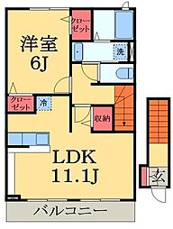 サンリットハウス 2階1LDKの間取り
