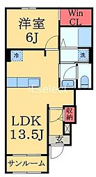 エムテンダー 1階1LDKの間取り