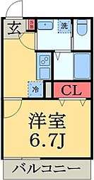 ラウレアセカンド 2階1Kの間取り