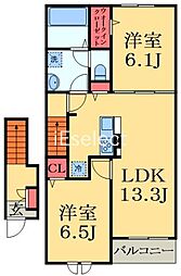 ボヌール ボア 2LDKの間取図画像