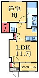 八街市八街ほアパート 1LDKの間取図画像