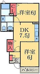 ドゥーエ・ヴォーチ 2DKの間取図画像