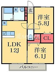 クラースB棟 2LDKの間取図画像