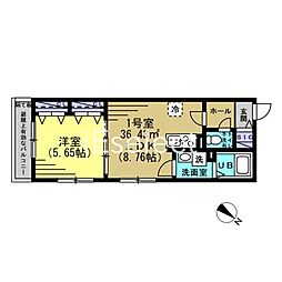アセンディア成田 1LDKの間取図画像