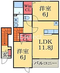 メゾン蒼空2 2LDKの間取図画像