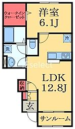 キッサ2 1LDKの間取図画像