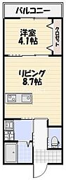 Lyk貝塚 1LDKの間取図画像