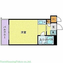 東急田園都市線 用賀駅 徒歩7分の賃貸マンション 1階ワンルームの間取り
