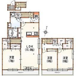 小田急小田原線 経堂駅 徒歩10分の賃貸アパート 2階3LDKの間取り