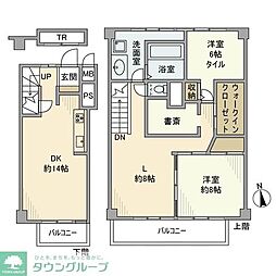 小田急小田原線 経堂駅 徒歩7分の賃貸マンション 7階2LDKの間取り