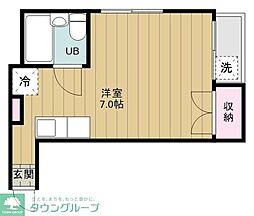 東急田園都市線 池尻大橋駅 徒歩8分の賃貸アパート 1階ワンルームの間取り