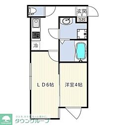 東急田園都市線 二子新地駅 徒歩5分の賃貸マンション 4階1DKの間取り