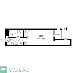 小田急小田原線 下北沢駅 徒歩8分の賃貸マンション 地下2階ワンルームの間取り