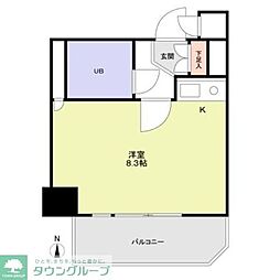 東急田園都市線 池尻大橋駅 徒歩7分の賃貸マンション 9階ワンルームの間取り
