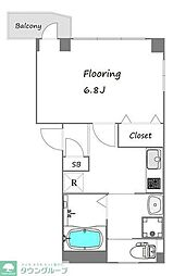 東急田園都市線 池尻大橋駅 徒歩5分の賃貸マンション 2階1Kの間取り