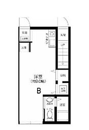 東急世田谷線 宮の坂駅 徒歩10分の賃貸アパート 1階ワンルームの間取り