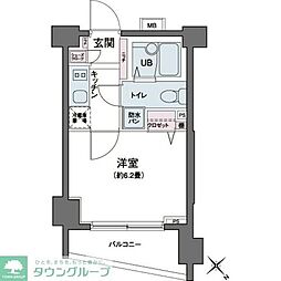 東急東横線 都立大学駅 徒歩13分の賃貸マンション 6階1Kの間取り