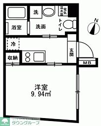 東急田園都市線 駒沢大学駅 徒歩10分の賃貸マンション 3階1Kの間取り
