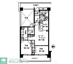東急田園都市線 駒沢大学駅 徒歩13分の賃貸マンション 1階2LDKの間取り