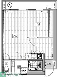 京王井の頭線 池ノ上駅 徒歩10分の賃貸マンション 4階1LDKの間取り