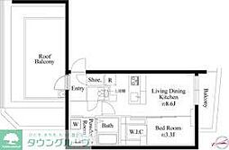 東急東横線 都立大学駅 徒歩13分の賃貸マンション 3階1LDKの間取り