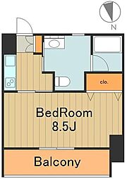 アイトーロワイヤル青横 3階1Kの間取り