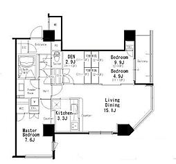 MFPR目黒タワー 2SLDKの間取図画像