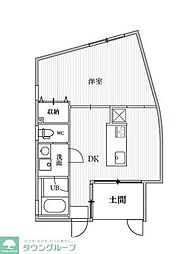 目黒区自由が丘1丁目アパート 1DKの間取図画像