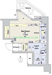 ブライズ三軒茶屋 ワンルームの間取図画像
