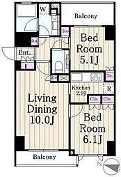 パークハウス三軒茶屋クロスコート 2LDKの間取図画像