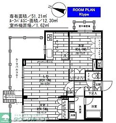 ステージグランデ世田谷上野毛アジールコート 2LDKの間取図画像