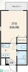 ヒルトップ武島 1Kの間取図画像