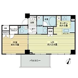カスタリア三宿 1LDKの間取図画像