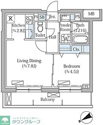Rovine目黒東山 1LDKの間取図画像