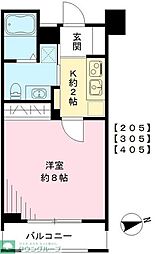クラヴィーア仙川 1Kの間取図画像
