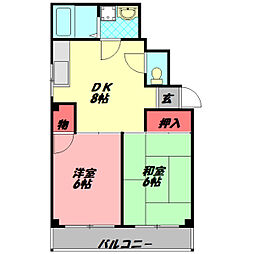 パークサイドヒロ 2DKの間取図画像