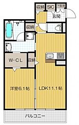 ハイツ　アゼリア 3階1LDKの間取り