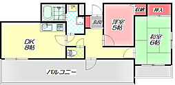 カルム清水 2DKの間取図画像