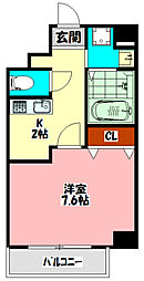 アヴェーレ早苗 1Kの間取図画像
