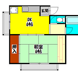 フォーシーズンズ守口 1DKの間取図画像