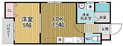 グロワール栄町 1DKの間取図画像