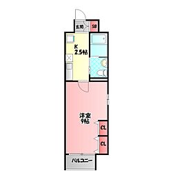 エルベコート太子橋駅前 1Kの間取図画像