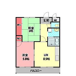 ウィンドヒル守口 2DKの間取図画像
