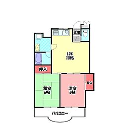 ロータリーマンション大日 2LDKの間取図画像