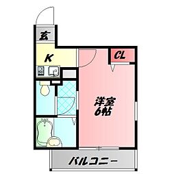 COBOX太子橋 1Kの間取図画像