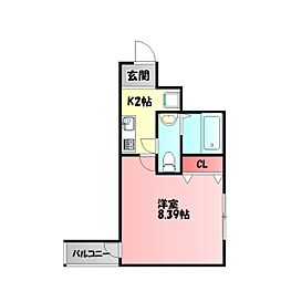 ロイヤルハイツ今市 1Kの間取図画像