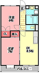 ブランドール・M3 2DKの間取図画像