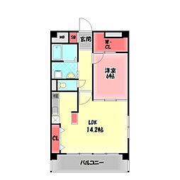 パレスモンレーヴ 1LDKの間取図画像