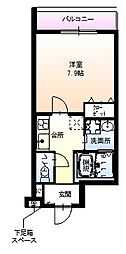 フジパレス滝井元町2番館 1Kの間取図画像